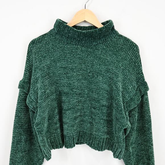 Urban Outfitters Daria Double Take Chenille Cropped Mockneck Sweater Green XL - Picture 2 of 7